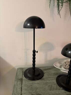 Set of 2 Metal Adjustable Height Wig and Hat Display Stands - Black